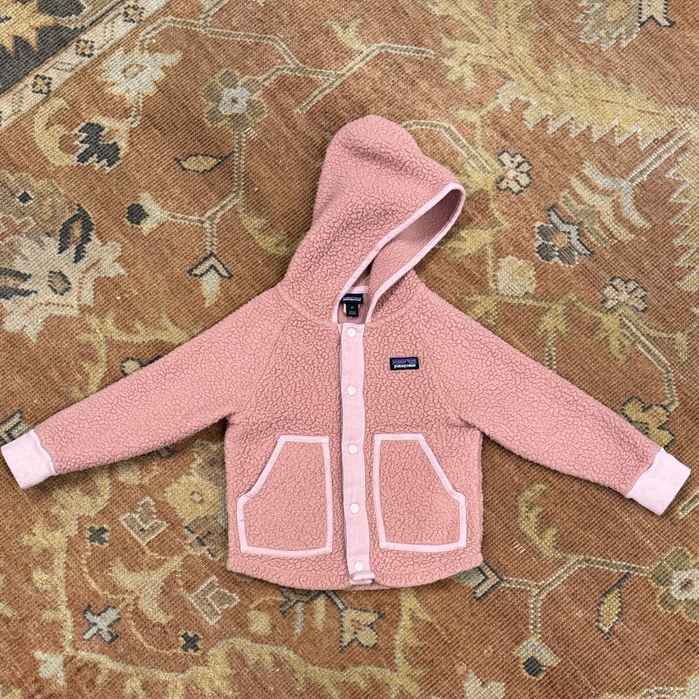 Patagonia Baby Retro Pile Fleece Hoodie Jacket – Size 4T (Pink)